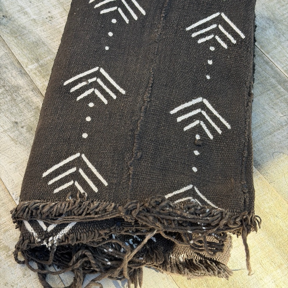 Vintage African Mudcloth Black Textile Throw 59” L x 41” W Textile | No. 129